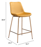 Zuo Modern Tony 100% Polyester, Plywood, Steel Modern Commercial Grade Counter Stool Yellow, Gold 100% Polyester, Plywood, Steel