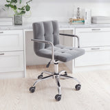 Zuo Modern Kerry 100% Polyester, Plywood, Steel Modern Office Chair Gray, Chrome 100% Polyester, Plywood, Steel