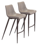 English Elm EE2647 100% Polyurethane, Plywood, Steel Modern Commercial Grade Bar Chair Set - Set of 2 Gray, Walnut 100% Polyurethane, Plywood, Steel