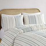 INK+IVY Imani Global Inspired Cotton Printed Comforter Set w/ Chenille Navy King/Cal II10-1275