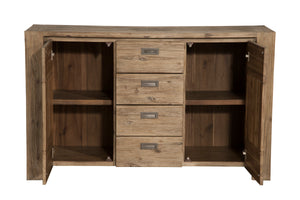 Alpine Furniture Seashore Sideboard, Antique Natural 8868-06 Sandblasted Antique Natural Acacia Solids and Acacia Veneer 58 x 18 x 35.5