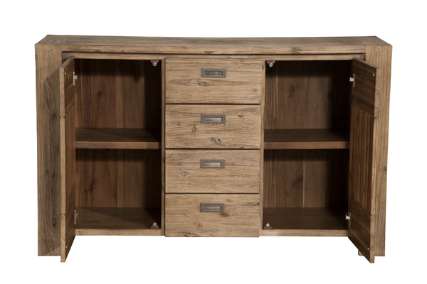 Alpine Furniture Seashore Sideboard, Antique Natural 8868-06 Sandblasted Antique Natural Acacia Solids and Acacia Veneer 58 x 18 x 35.5