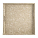 Sagebrook Home Contemporary Set of 3 -  16/20/24" Leather/wood Snakeskin Trays, Ivory 17865-01 Ivory/beige Mdf