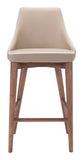 Zuo Modern Moor 100% Polyurethane, Plywood, Birch Wood Mid Century Commercial Grade Counter Stool Beige, Brown 100% Polyurethane, Plywood, Birch Wood