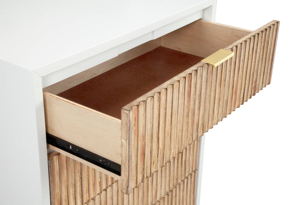 Larsen Chest - Elegant White Mahogany Design with Gold Accents, Felt Lined Drawer & Smooth Glides