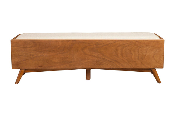 Alpine Furniture Flynn Bench, Acorn 966-12 Acorn Mahogany Solids & Okoume Veneer 59 x 15 x 18.5