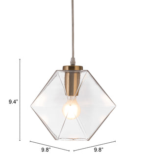 Zuo Modern Jenny Glass, Steel Modern Commercial Grade Ceiling Lamp Gold, Clear Glass, Steel