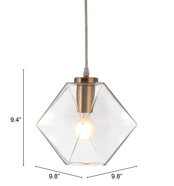 Zuo Modern Jenny Glass, Steel Modern Commercial Grade Ceiling Lamp Gold, Clear Glass, Steel