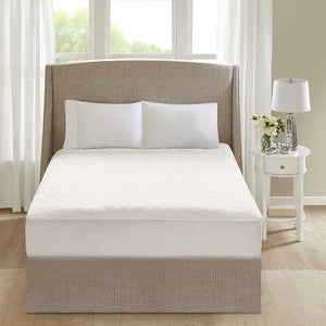 Beautyrest Cotton Casual 100% Cotton Heated Mattress Pad White Twin XL: 39''x80''+18" BR55-3065