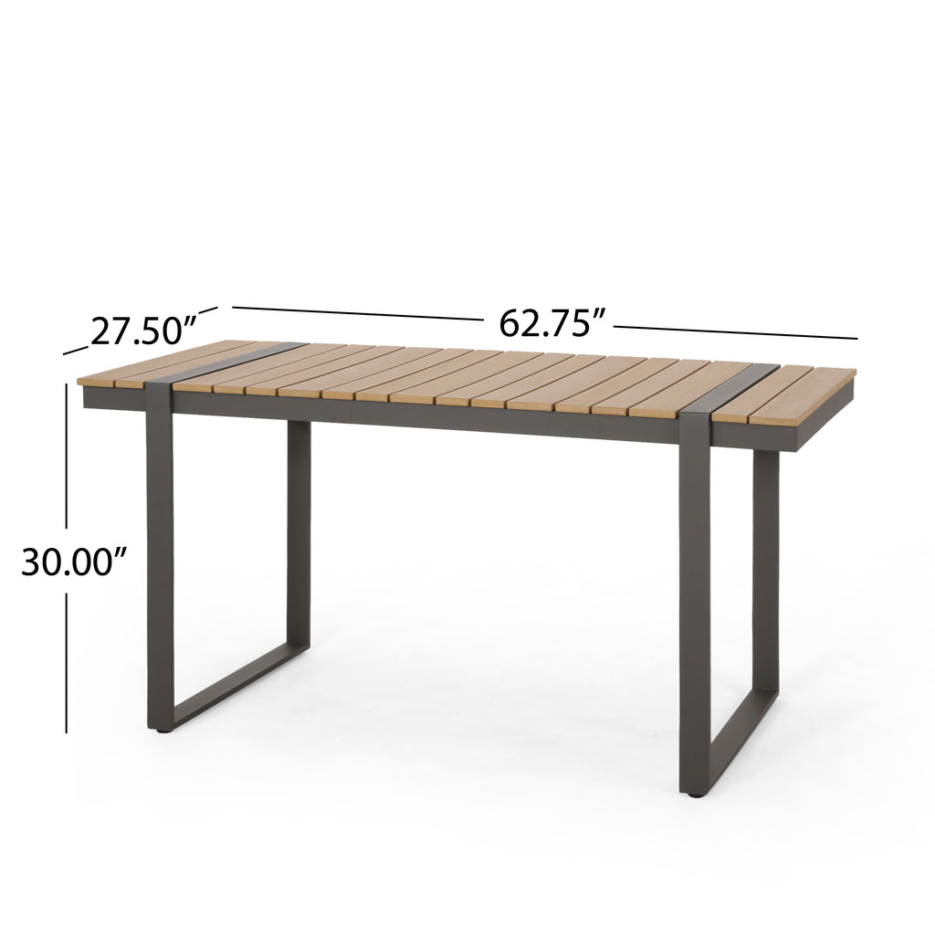 Noble House Cibola Outdoor Aluminum Dining Table, Natural and Gray