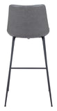 Zuo Modern Byron 100% Polyurethane, Plywood, Steel Modern Commercial Grade Barstool Gray, Black 100% Polyurethane, Plywood, Steel