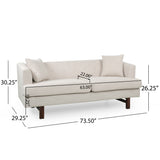 Noble House Mableton Mid-Century Modern Upholstered 3 Seater Sofa, Beige and Espresso