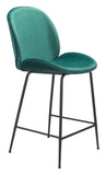 Zuo Modern Miles 100% Polyester, Plywood, Steel Modern Commercial Grade Counter Stool Green, Black 100% Polyester, Plywood, Steel