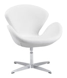 Zuo Modern Pori 100% Polyurethane, Steel Modern Commercial Grade Occasional Chair White, Silver 100% Polyurethane, Steel