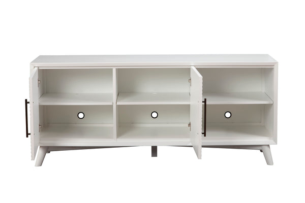 Alpine Furniture Tranquility TV Console, White 1867-10 White Mahogany Solids & Veneer 64 x 18 x 28