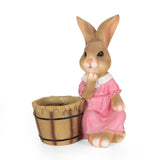 Kuhrs Outdoor Decorative Rabbit Planter, Brown and Pink