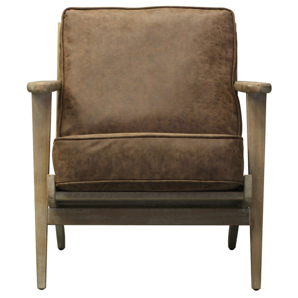 Albert Modern Leatherette Accent Chair - Plush Cushion, Solid Oak Frame, Perfect for Contemporary Spaces