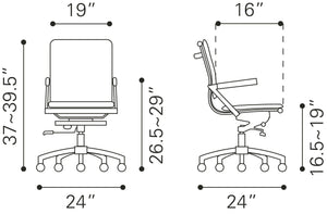 Zuo Modern Lider 100% Polyurethane, Steel, Aluminum Alloy Modern Commercial Grade Office Chair White, Silver 100% Polyurethane, Steel, Aluminum Alloy