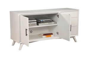 Alpine Furniture Flynn Sideboard, White 966-W-64 White Mahogany Solids & Okoume Veneer 58 x 19 x 30