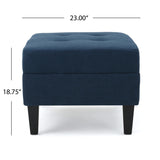 Zahra Contemporary Tufted Fabric Ottoman, Dark Blue and Dark Brown Noble House