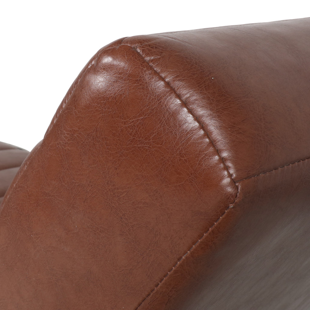 Stillmore Contemporary Channel Stitch Chaise Lounge, Cognac Brown and Dark Brown Noble House