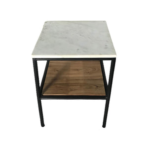 Sagebrook Home Contemporary Wood/marble, 14x20" Side Table, Brown/white 17396 Multi Marble