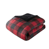 Woolrich Bernston Lodge/Cabin Faux Wool to Faux Fur Down Alternative Comforter Set Red Buffalo Check King/Cal WR9201030822-03