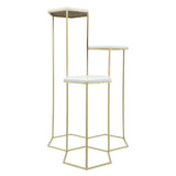 Sagebrook Home Contemporary Metal, 3-layered Plant Stands, White/gold 16427 White Metal