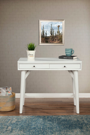 Alpine Furniture Flynn Mini Desk, White 966-W-65 White Mahogany Solids & Okoume Veneer 36 x 20 x 31