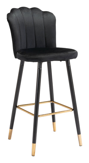 Zuo Modern Zinclair 100% Polyester, Plywood, Steel Modern Commercial Grade Barstool Black, Gold 100% Polyester, Plywood, Steel