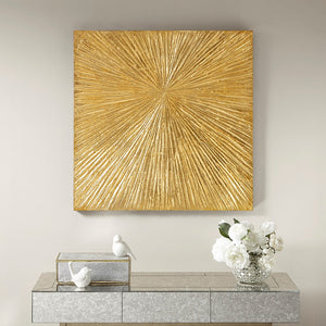 Madison Park Signature Sunburst Gold Glam/Luxury 100% Hand Painted Resin Dimensional Palm Box MPS95A-0023