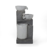 Catoosa Outdoor Modern 3 Tier Fountain, Multi-Gray Noble House