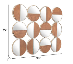 Zuo Modern Cycle Steel, MDF, Glass Modern Commercial Grade Mirror Gold, Walnut Steel, MDF, Glass