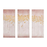 Twilight Forest Transitional 3Pc Set 15X35 Gel Coat Canvas With Gold Foil - Blush Forest