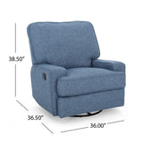 Crockett Glider Recliner with Swivel, Traditional, Navy Blue Tweed Noble House