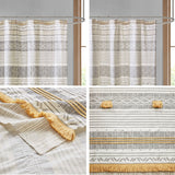 INK+IVY Cody BOHO 100% Cotton Stripe Printed Shower Curtain with Tassel II70-1284