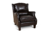 Porter Designs Garnett Crackle Leather Club Style Transitional Accent Chair Brown 02-201-06-519