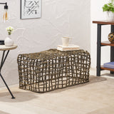 Engel Contemporary Handcrafted Aluminum Bench, Raw Brass Noble House
