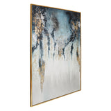 Sagebrook Home Contemporary 74x50  Handpainted Oil Canvas Abstract, Gold/aqua 70130 Gold Polyester Canvas