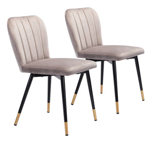 Zuo Modern Manchester 100% Polyester, Plywood, Steel Modern Commercial Grade Dining Chair Set - Set of 2 Gray, Black, Gold 100% Polyester, Plywood, Steel