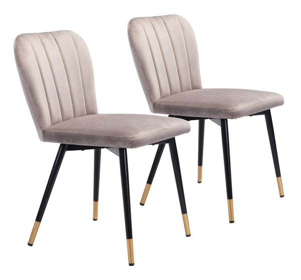 Zuo Modern Manchester 100% Polyester, Plywood, Steel Modern Commercial Grade Dining Chair Set - Set of 2 Gray, Black, Gold 100% Polyester, Plywood, Steel
