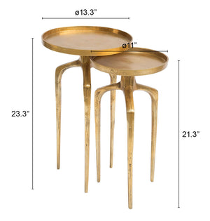 Zuo Modern Set Aluminum Modern Commercial Grade Accent Table Set Antique Gold Aluminum