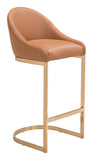 Zuo Modern Scott 100% Polyurethane, Plywood, Steel Modern Commercial Grade Barstool Tan, Gold 100% Polyurethane, Plywood, Steel