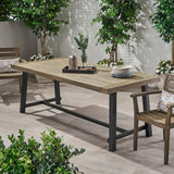 Noble House Carlisle Outdoor Eight Seater Wooden Dining Table, Gray and Black Finish