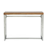 Berea Rustic Glam Handmade Acacia Wood Console Desk, Natural and Silver Noble House