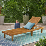 Nadine Outdoor Wooden Chaise Lounge, Teak Finish Noble House