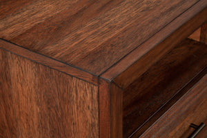 Trinidad TV Console in Toffee - Stylish Mahogany with Dovetail Drawers & Open Shelves for Storage