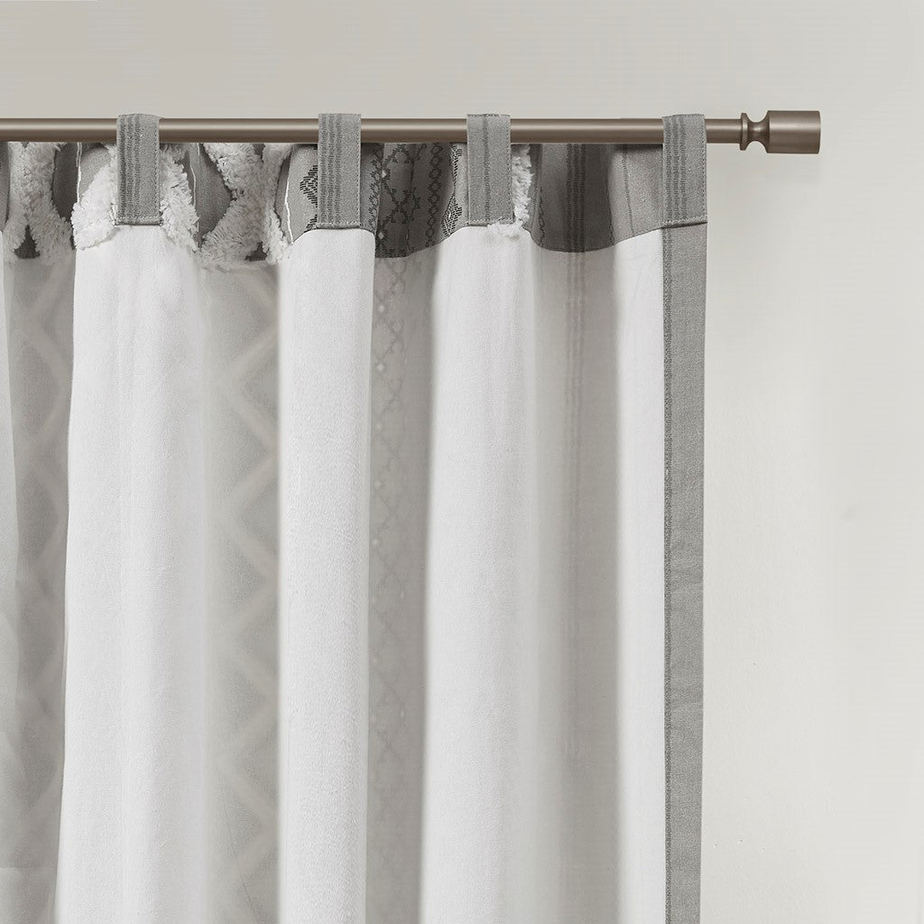 Imani Mid-Century 100% Window Curtain Panel with Lining in Grey