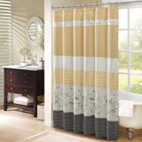 Serene Transitional 100% Polyester Embroidered Shower Curtain