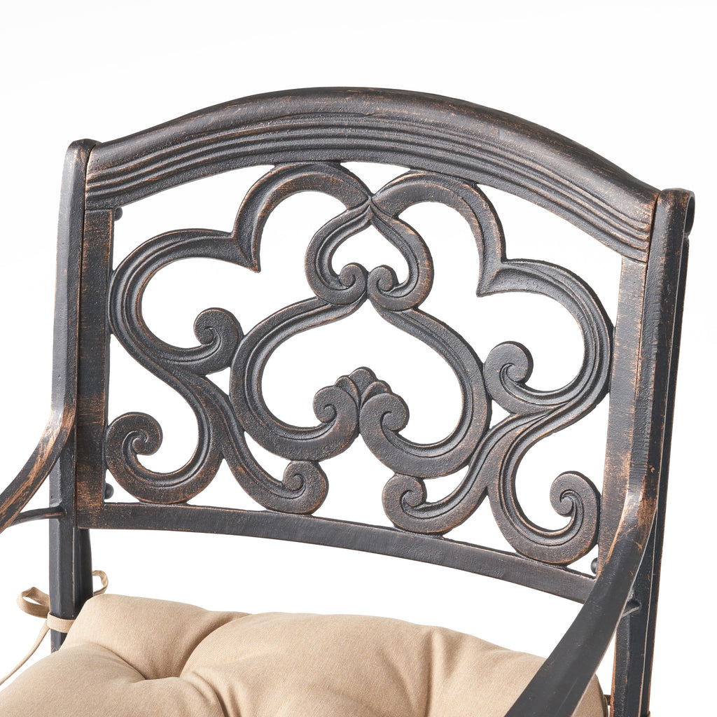 Austin Outdoor Dining Chair with Cushion, Shiny Copper and Tuscany Noble House